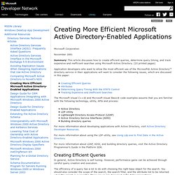 Creating More Efficient Microsoft Active Directory-Enabled Applications