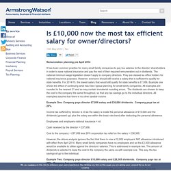 Is £10,000 now the most tax efficient salary for owner/directors?