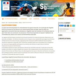 Egalité homme/femme - Sport et développement durable