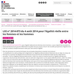 LOI n° 2014-873 du 4 août 2014 pour l'égalité réelle entre les femmes et les hommes