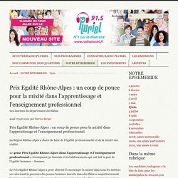 Prix Egalité Rhône-Alpes : un coup de pouce pour la mixité dans (...) -