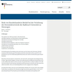 Bundesregierung: Rede von Bundeskanzlerin Merkel bei der Verleihung der Ehrendoktorwürde der Radboud Universität zu Nimwegen