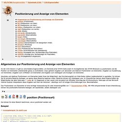 Stylesheets / CSS-Eigenschaften / Positionierung und Anzeige von Elementen