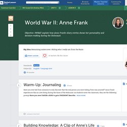 Eighth grade Lesson World War II: Anne Frank