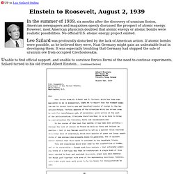 Einstein's letter to Roosevelt, August 2, 1939
