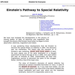 Einstein's Pathway to Special Relativity