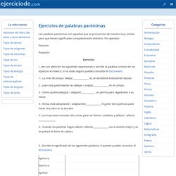 Ejercicios de palabras parónimas