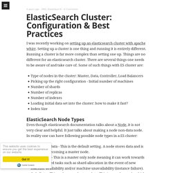 ElasticSearch Cluster: Configuration & Best Practices