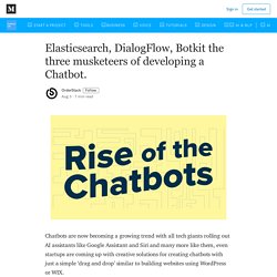 Elasticsearch, DialogFlow, Botkit the three musketeers of developing a Chatbot.