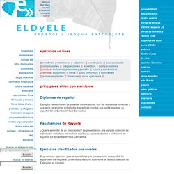Eldyele. Portal del español como lengua extranjera: ejercicios en línea, índice.