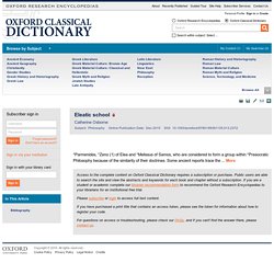 Eleatic school - Oxford Classical Dictionary