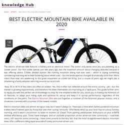 Best Electric Mountain Bike Available In 2020 - knowledge Hub