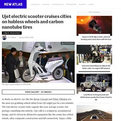 Ujet electric scooter cruises cities on hubless wheels and carbon nanotube tires