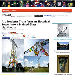Art Students Transform an Electrical Tower into a Stained Glass Lighthouse
