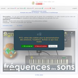 Clavier piano en ligne La fréquence des sons - Electricité - Animation flash interactive présentant un clavier relié à un oscilloscope. PCCL