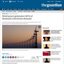 Wind power generates 140% of Denmark's electricity demand