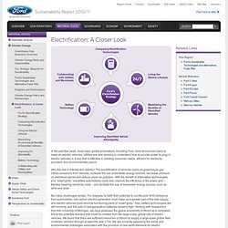 Electrification: A Closer Look - Sustainability Report 2010/11 - Ford Motor Company