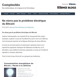 Ne nions pas le problème électrique du Bitcoin