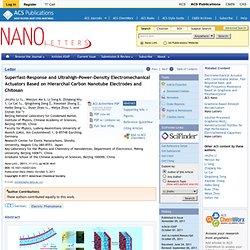 Superfast-Response and Ultrahigh-Power-Density Electromechanical Actuators Based on Hierarchal Carbon Nanotube Electrodes and Chitosan - Nano Letters