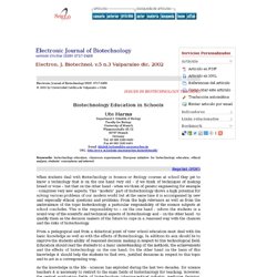 Electronic Journal of Biotechnology - Biotechnology Education in Schools