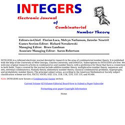INTEGERS: The Electronic Journal of Combinatorial Number Theory