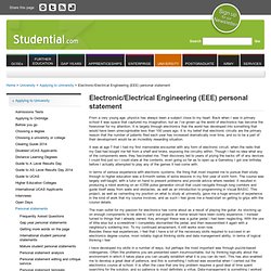 Electronic/Electrical Engineering (EEE) personal statement