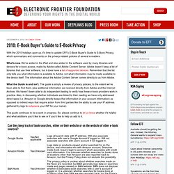 2010: E-Book Buyer's Guide to E-Book Privacy