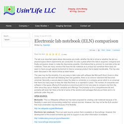 Electronic lab notebook (ELN) comparison