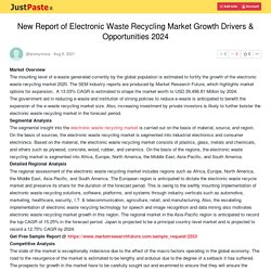 New Report of Electronic Waste Recycling Market Growth Drivers & Opportunities 2024