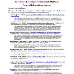 Electronic Resources for Research Methods - courses, syllabuses