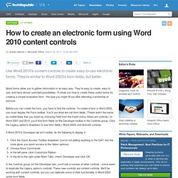 How to create an electronic form using Word 2010 content controls