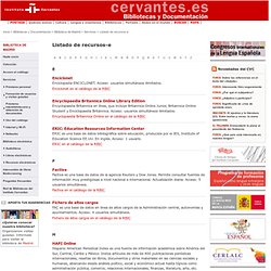Listado de recursos electrónicos y bases de datos de las bibliotecas del Instituto Cervantes en España
