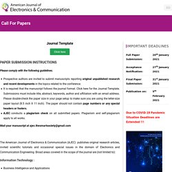 Call for papers – American Journal of Electronics & Communication