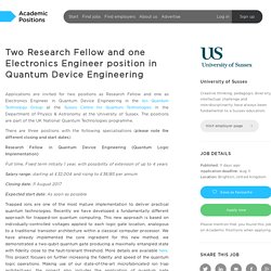 Two Research Fellow and one Electronics Engineer position in Quantum Device Engineering - Academic Positions