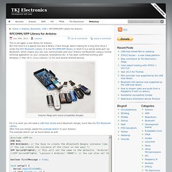 TKJ Electronics » RFCOMM/SPP Library for Arduino