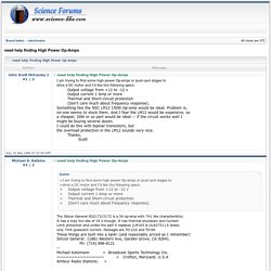 electronics, need help finding High Power Op-Amps