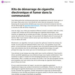 Kits de démarrage de cigarette électronique et fumer dans la communauté