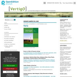 VertigO - la revue électronique en sciences de l'environnement