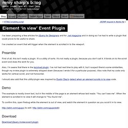 Element ‘in view’ Event Plugin