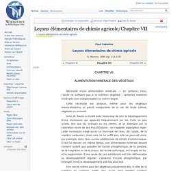 Leçons élémentaires de chimie agricole/Chapitre VII