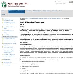 M.A. in Education (Elementary) — TISS Admissions Website