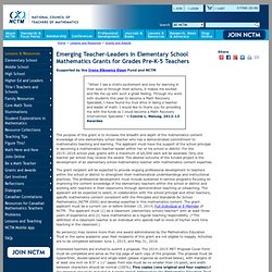 Emerging Teacher-Leaders in Elementary School Mathematics Grants for Grades PreK–5 Teachers