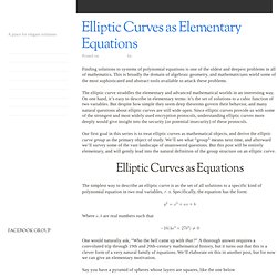 Elliptic Curves as Elementary Equations