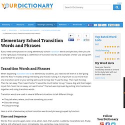 Elementary School Transition Words and Phrases