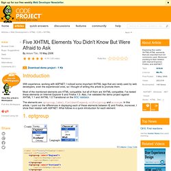 Five XHTML Elements You Didn&#039;t Know But Were Afraid to Ask - The Code Project - HTML / CSS