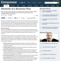 Elements of a Business Plan