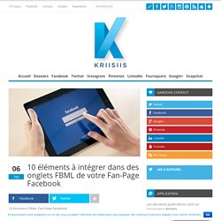 10 éléments à intégrer ds onglets FBML de votre Fan-Page