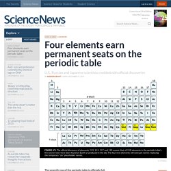 Four elements earn permanent seats on the periodic table
