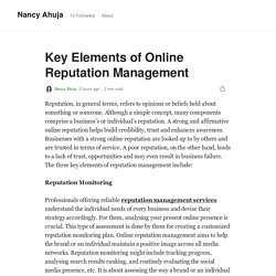 Key Elements of Online Reputation Management