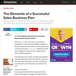 The Elements of a Successful Sales Plan